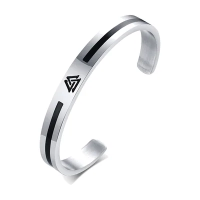 Viking Motif Cuff Bracelet, 316L Stainless Steel