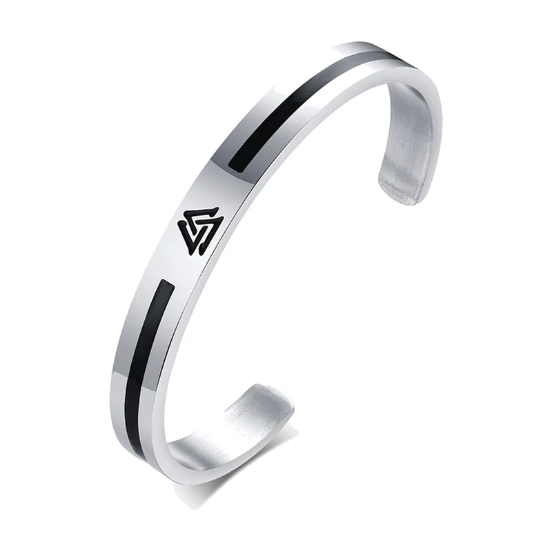 Wikinger Armreif mit Motiv, 316L Edelstahl