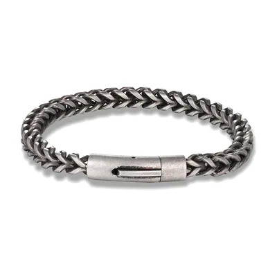 Braided Wheat Chain Bracelet, Antique Stainless Steel