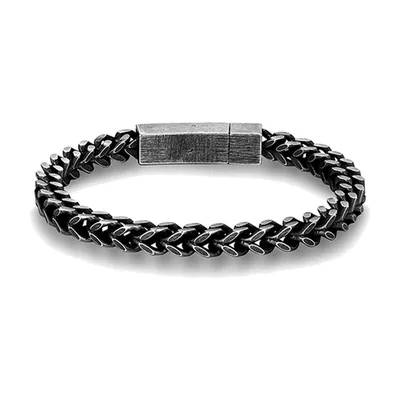 Cuban Link Curb Chain Bracelet, Antique Stainless Steel