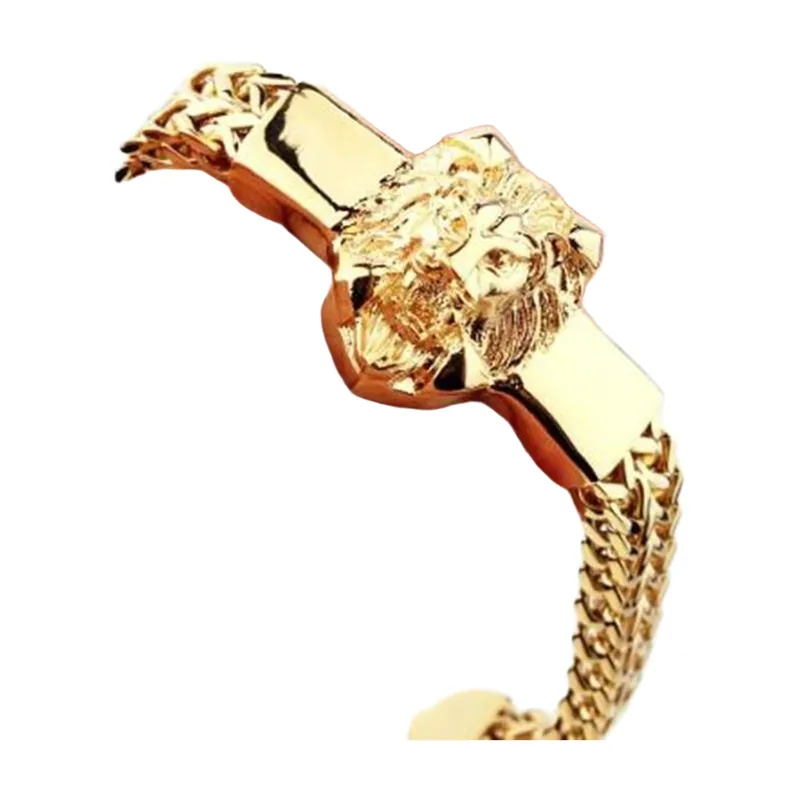 Wolf Head Byzantine Link Bracelet, 316L Stainless Steel