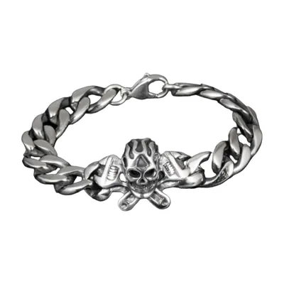 Wolf Head Byzantine Link Bracelet, 316L Stainless Steel