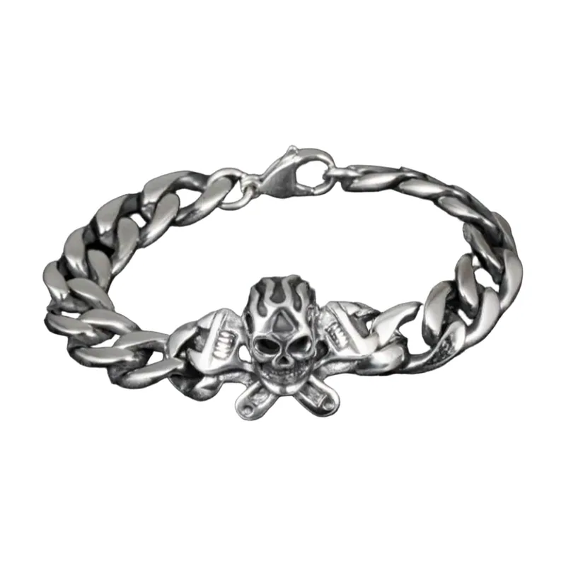 Bracelet Byzantin avec Tête de Loup, Acier Inoxydable 316L
