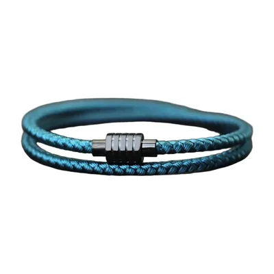 Bracciale in corda intrecciata a doppio strato con chiusura magnetica, Acciaio Inossidabile