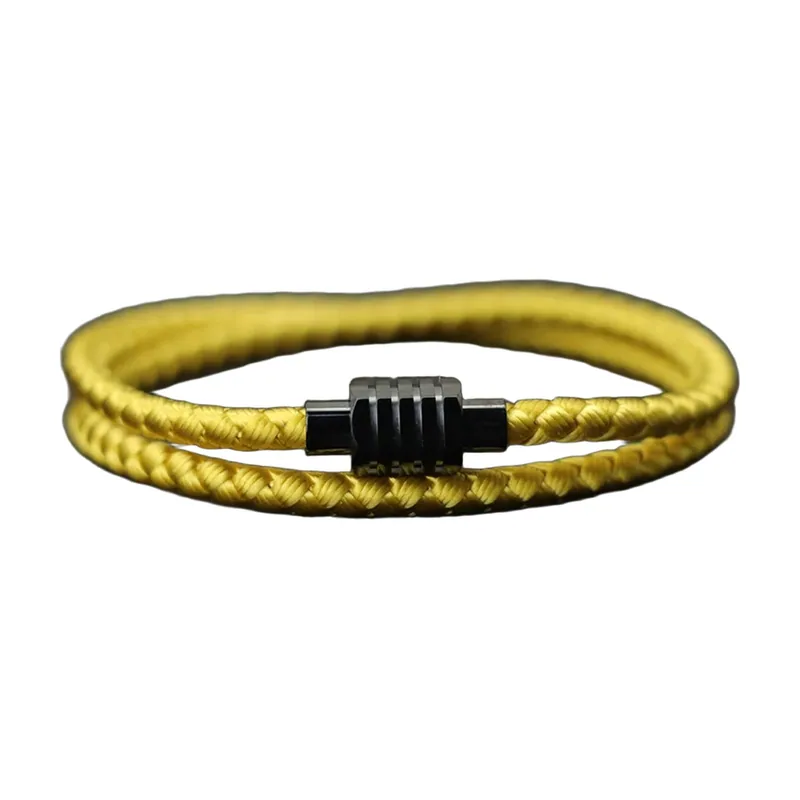 Bracelet en Corde Tressée Double Couche avec Fermoir Magnétique, Acier Inoxydable