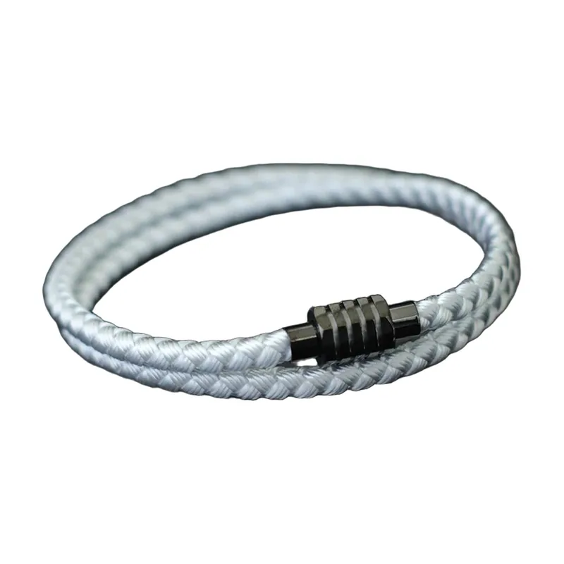 Pulsera de Cordón Trenzado de Doble Capa con Cierre Magnético, Acero Inoxidable