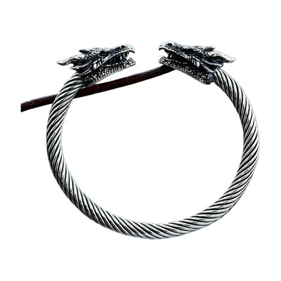 Brazalete Vikingo Cabeza de Dragón de Acero Inoxidable