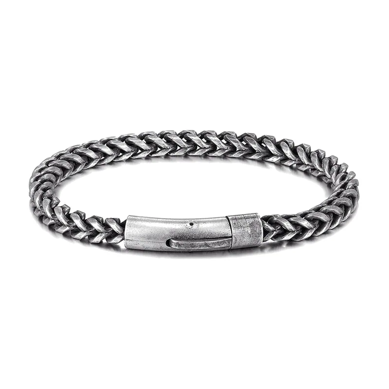 Biker Weizenkette Armband, Antik-Edelstahl