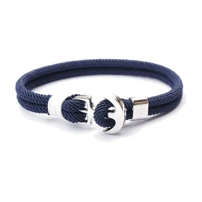 Pulsera de Cuerda Trenzada con Cierre de Ancla, Acero Inoxidable