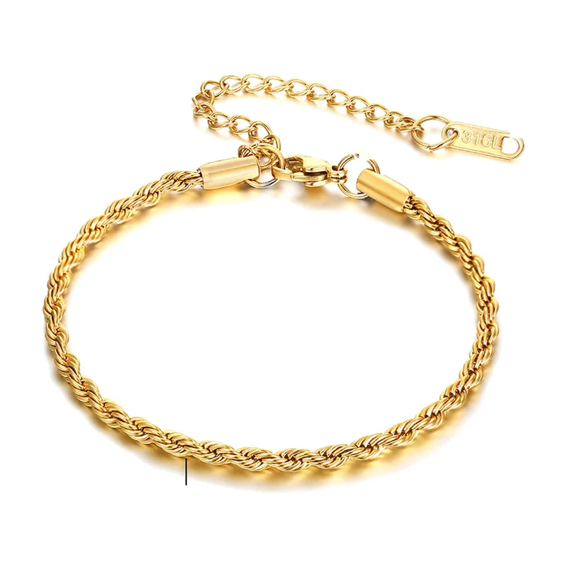 Pulsera de Cadena Torcida de Acero Inoxidable 316L