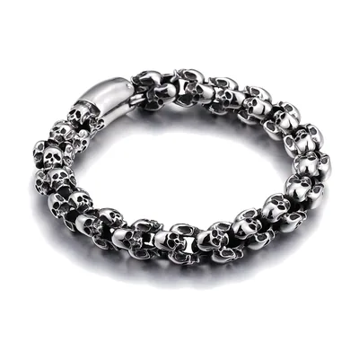Totenkopf Gliederkette Armband, 316L Edelstahl