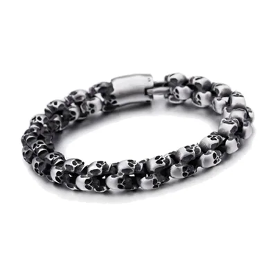 Totenkopf Gliederkette für Herren, 316L Edelstahl Gothic Style