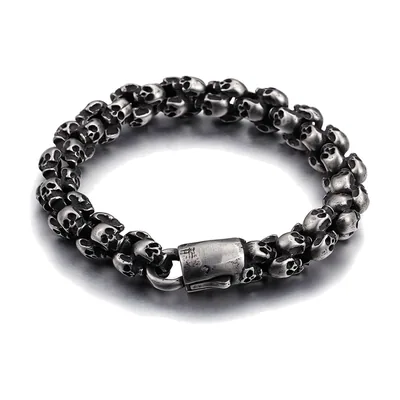 Totenkopf Gliederkette Armband, 316L Edelstahl