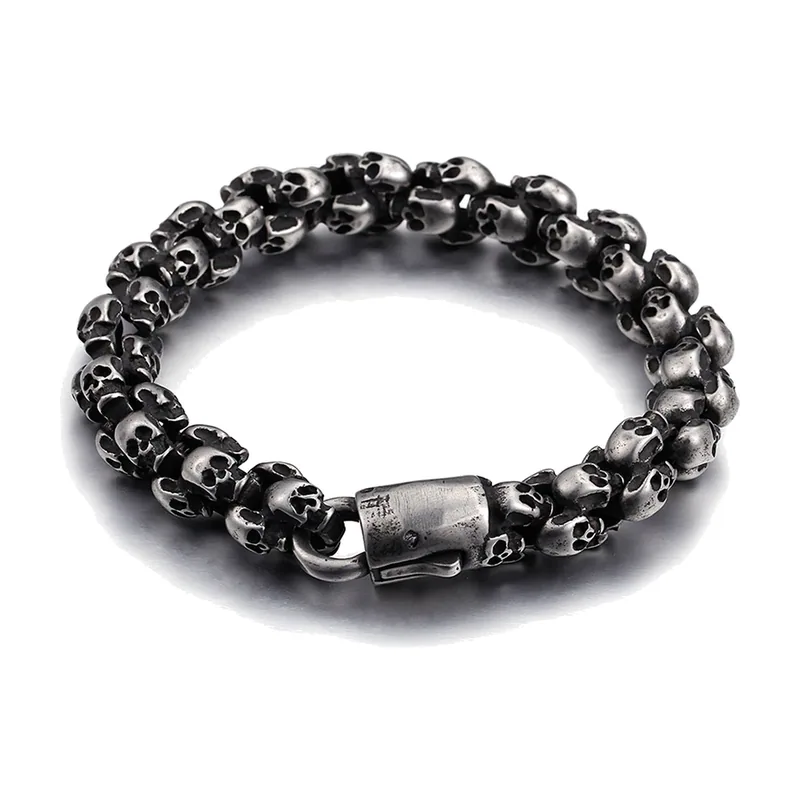 Skull Link Chain Bracelet, 316L Stainless Steel