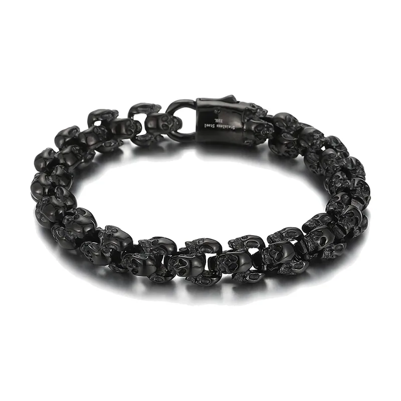 Skull Link Chain Bracelet, 316L Stainless Steel