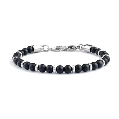 Bracciale in Occhio di Tigre ed Ematite, Acciaio Inossidabile