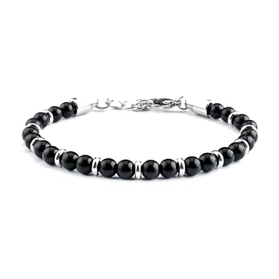 Bracciale in Occhio di Tigre ed Ematite, Acciaio Inossidabile