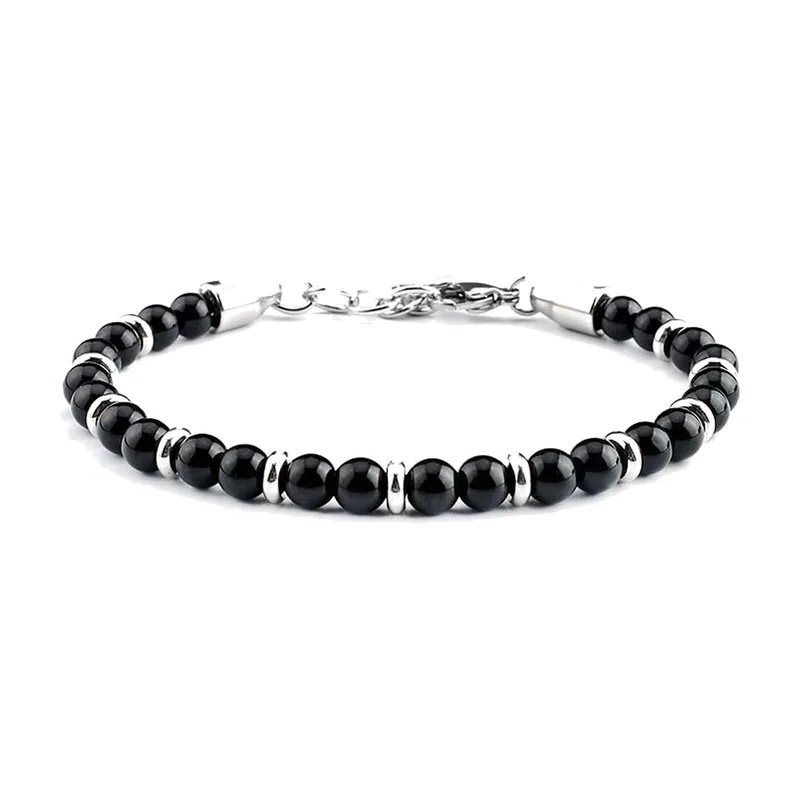Tigerauge und Hämatit Perlenarmband, Edelstahl