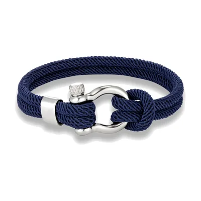 Bracciale in Corda Nautica con Chiusura a Bullone, Acciaio Inossidabile