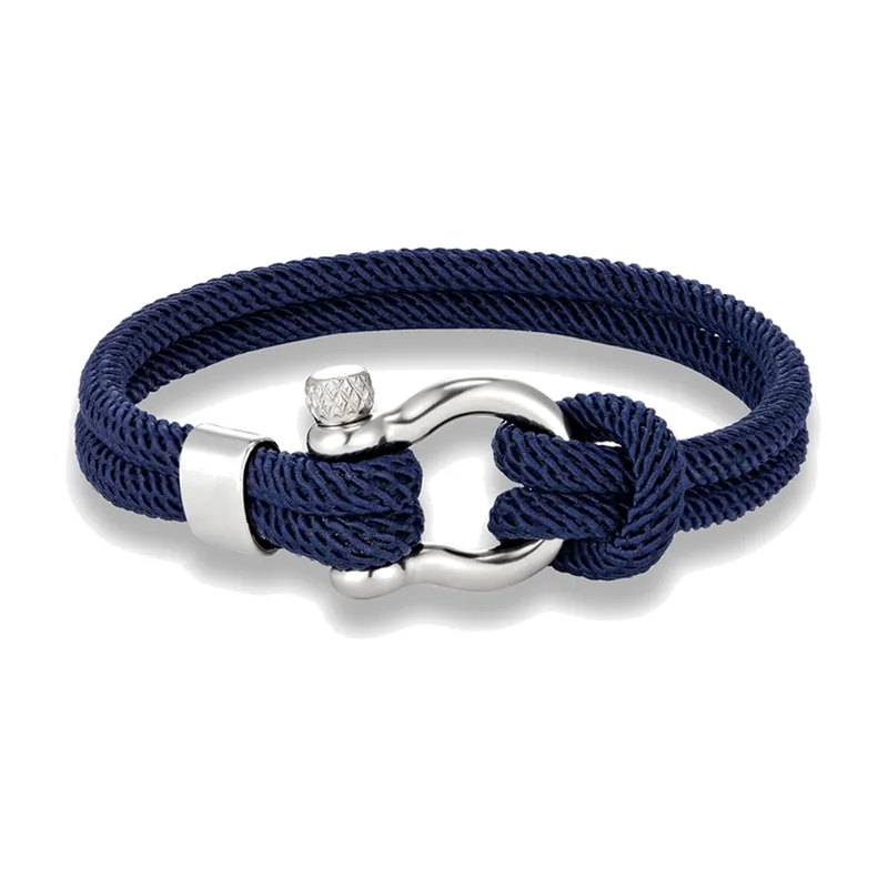 Nautical Cord Bracelet with Bolt Clasp, Stainless Steel