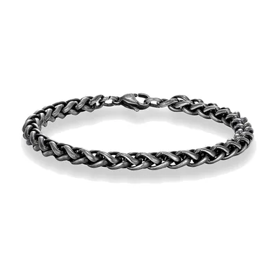 Bracciale a Catena Spiga, Acciaio Inossidabile Ossidato Antico
