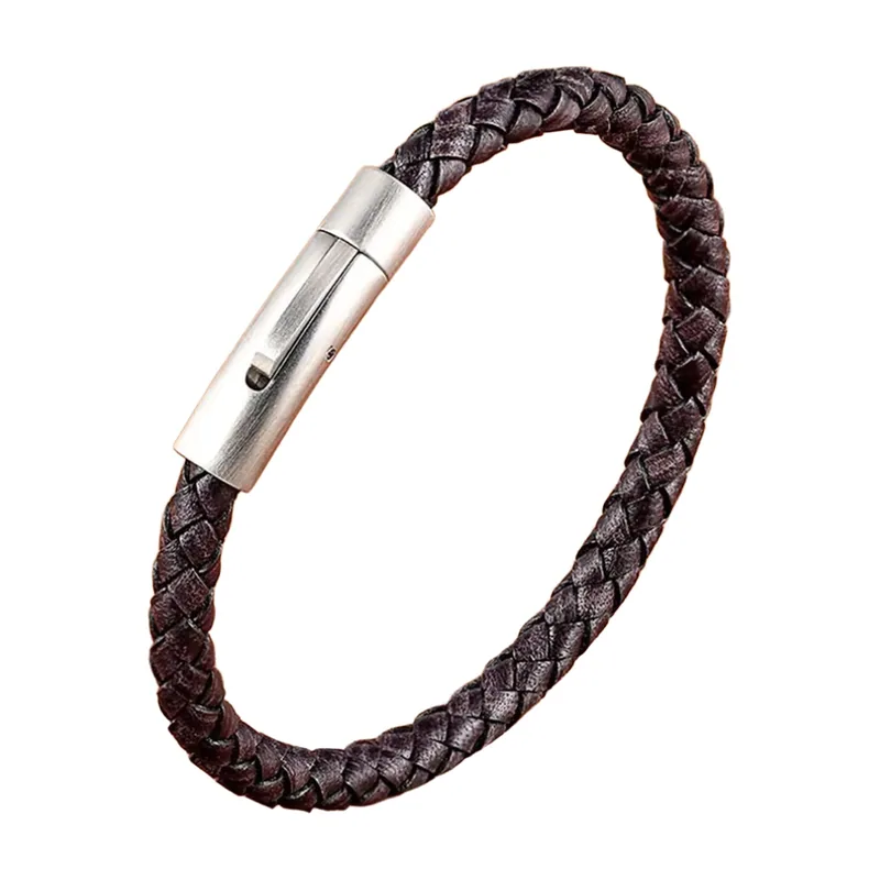 Geflochtenes Lederarmband mit Magnetverschluss, 316L Edelstahl