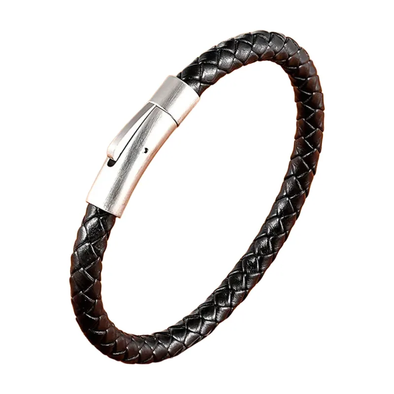 Geflochtenes Lederarmband mit Magnetverschluss, 316L Edelstahl
