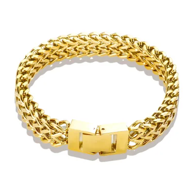 Bracciale a Catena Bizantina, Acciaio Inossidabile Color Oro