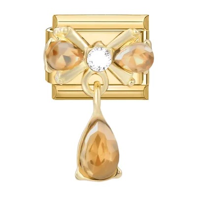 Bracelet Feuille et Goutte avec Zirconia, Acier Inoxydable doré