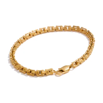 Bracelet Chaîne Gourmette Doré, Acier Inoxydable 316L