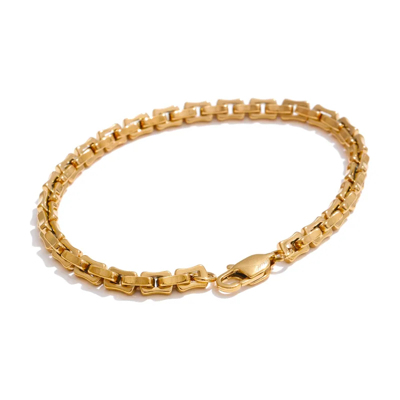 Goldfarbenes Panzerketten-Armband, 316L Edelstahl