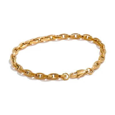 Bracelet Chaîne Cubaine, Acier Inoxydable Doré
