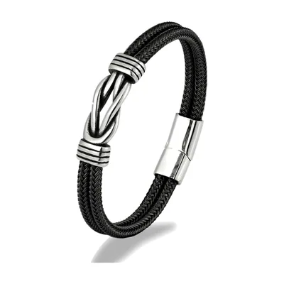 Pulsera de Nudo Náutico con Cordón Trenzado, Acero Inoxidable 316L