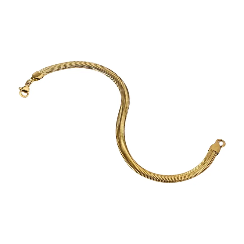 Bracelet Chaîne Serpent Plate, Style Herringbone, Acier Inoxydable