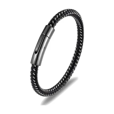 Bracciale in Corda Intrecciata con Chiusura Magnetica, Acciaio Inossidabile