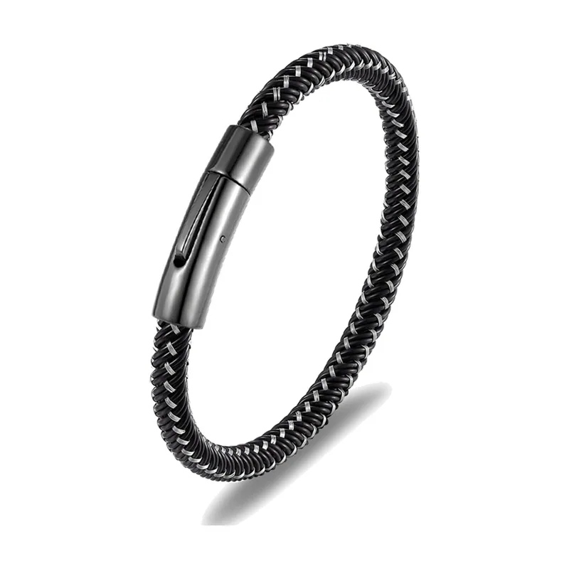 Pulsera de Cuerda Trenzada con Cierre Magnético, Acero Inoxidable