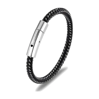 Bracciale in Corda Intrecciata con Chiusura Magnetica, Acciaio Inossidabile