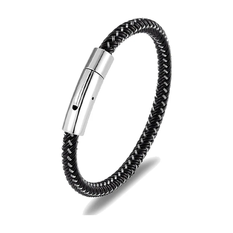 Pulsera de Cordón Trenzado con Cierre Magnético, Acero Inoxidable