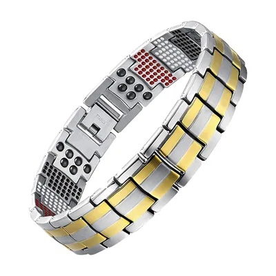 Bracciale a Maglie Magnetico, Acciaio Inox Bicolore