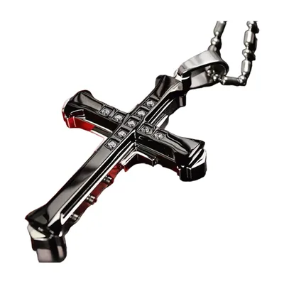 Jesus Kreuz Anhänger mit Zirkonia, Edelstahl