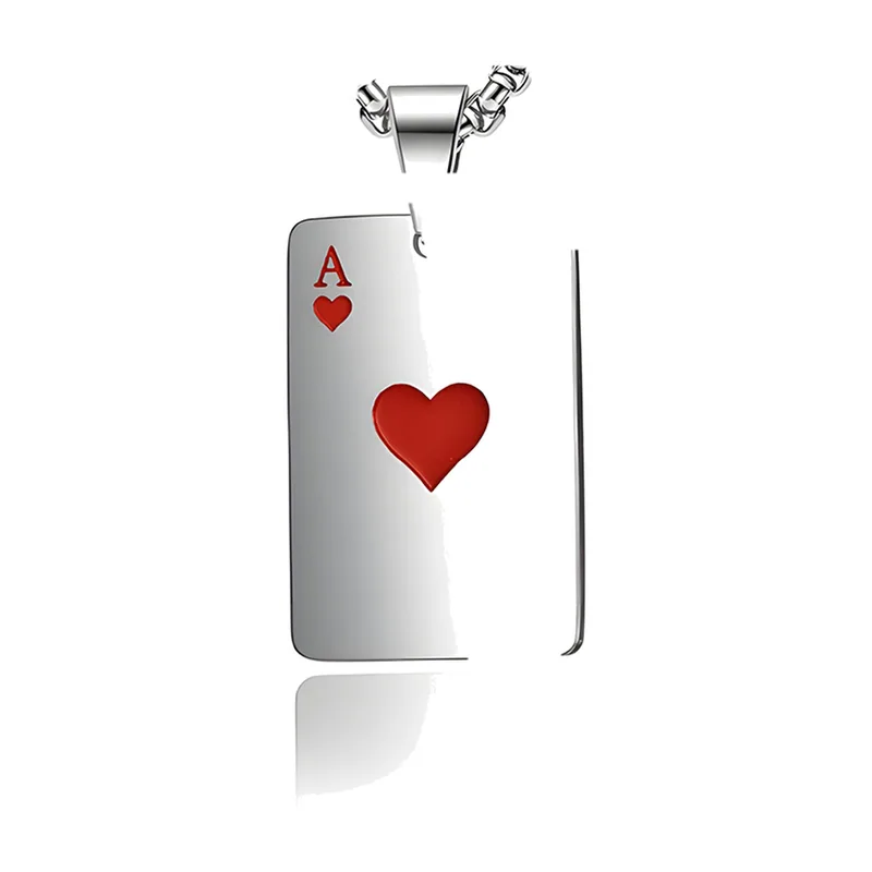 Colgante de Carta de Juego As de Corazones, Acero Inoxidable