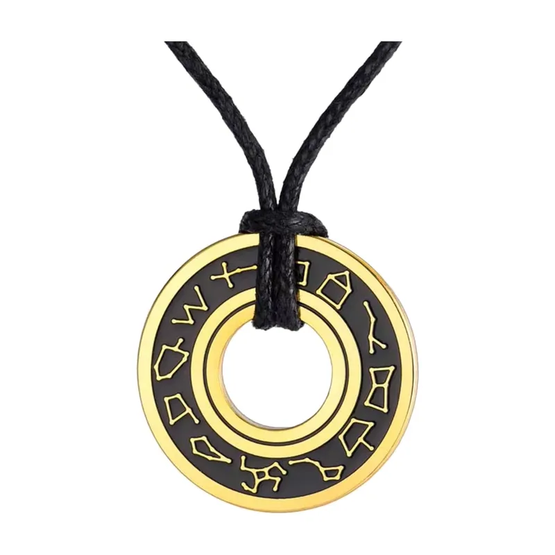 Nordic Futhark Rune Pendant with Cord Chain, Stainless Steel