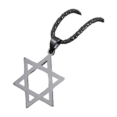 Davidsstern Anhänger mit geflochtener Kette, Edelstahl