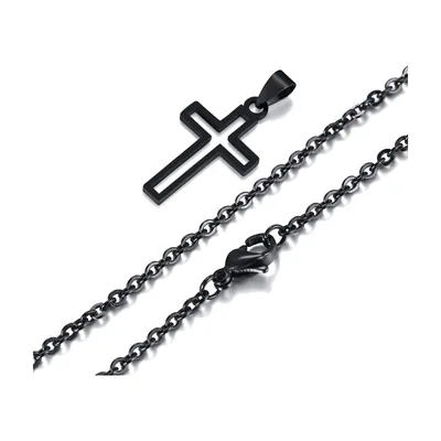 Hohlkreuz Anhänger mit Kette, 316L Edelstahl