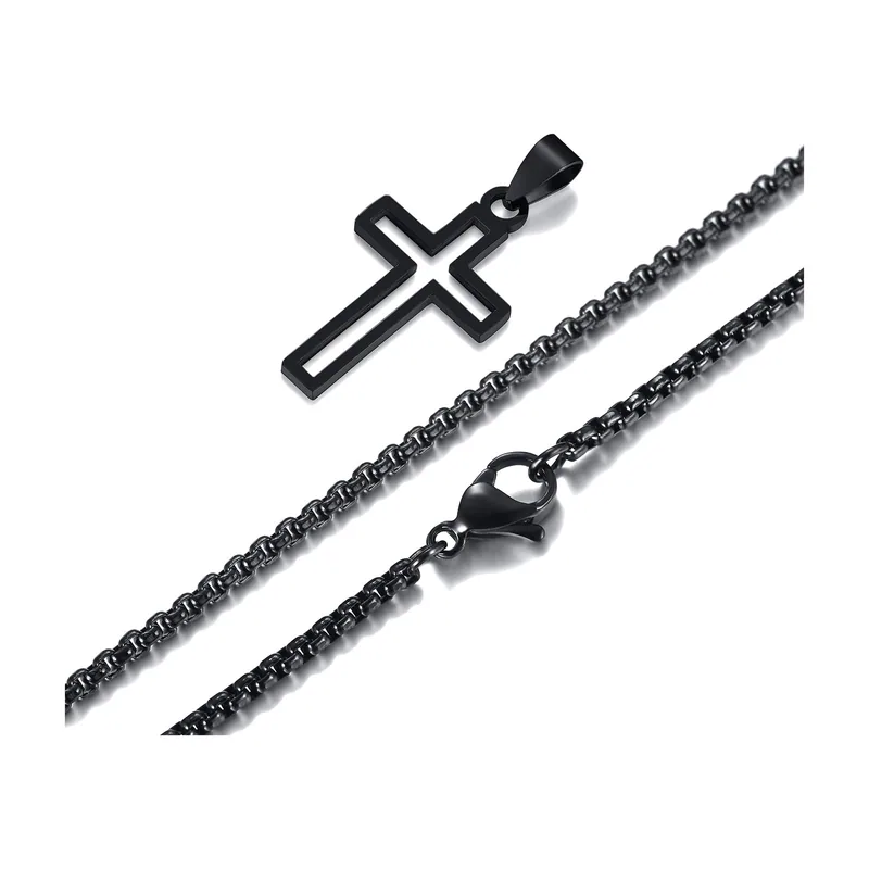 Collier Pendentif Croix Ajourée, Acier Inoxydable 316L