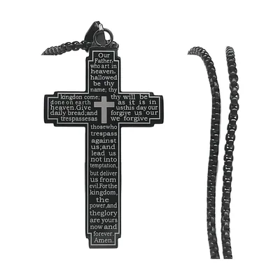 Kreuz-Anhänger mit dem Vaterunser, 316L Edelstahl