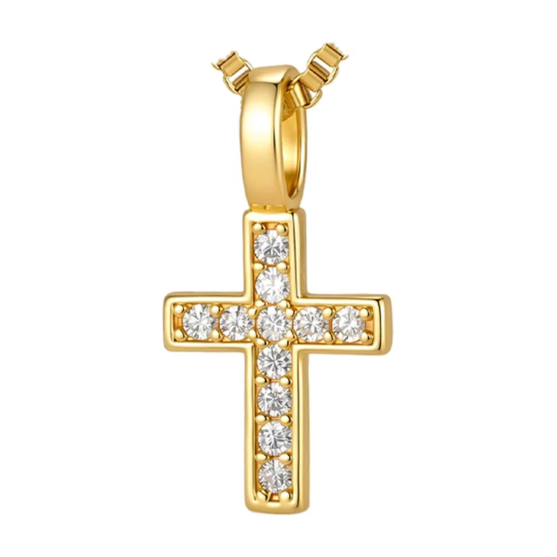 Collier Pendentif Croix avec Zirconia, Acier Inoxydable