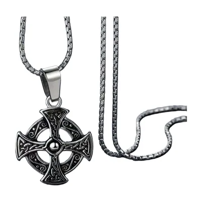 Pendentif Croix Nœud Celtique avec Chaîne, Acier Inoxydable