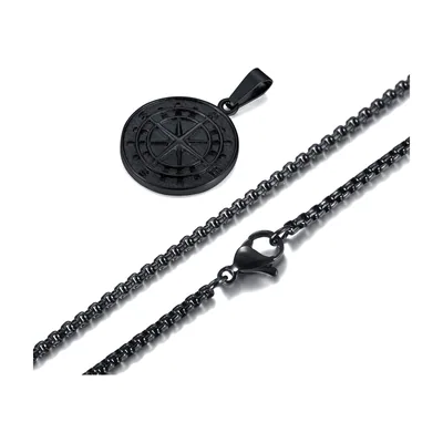 Vegvisir Kompass Anhänger mit Panzerkette, Edelstahl