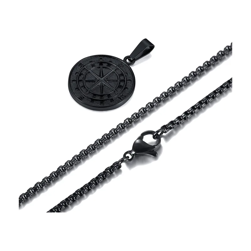 Pendente Bussola Vegvisir con Catena, Acciaio Inossidabile